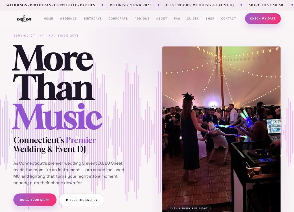Sneek Ent wedding & event DJ website